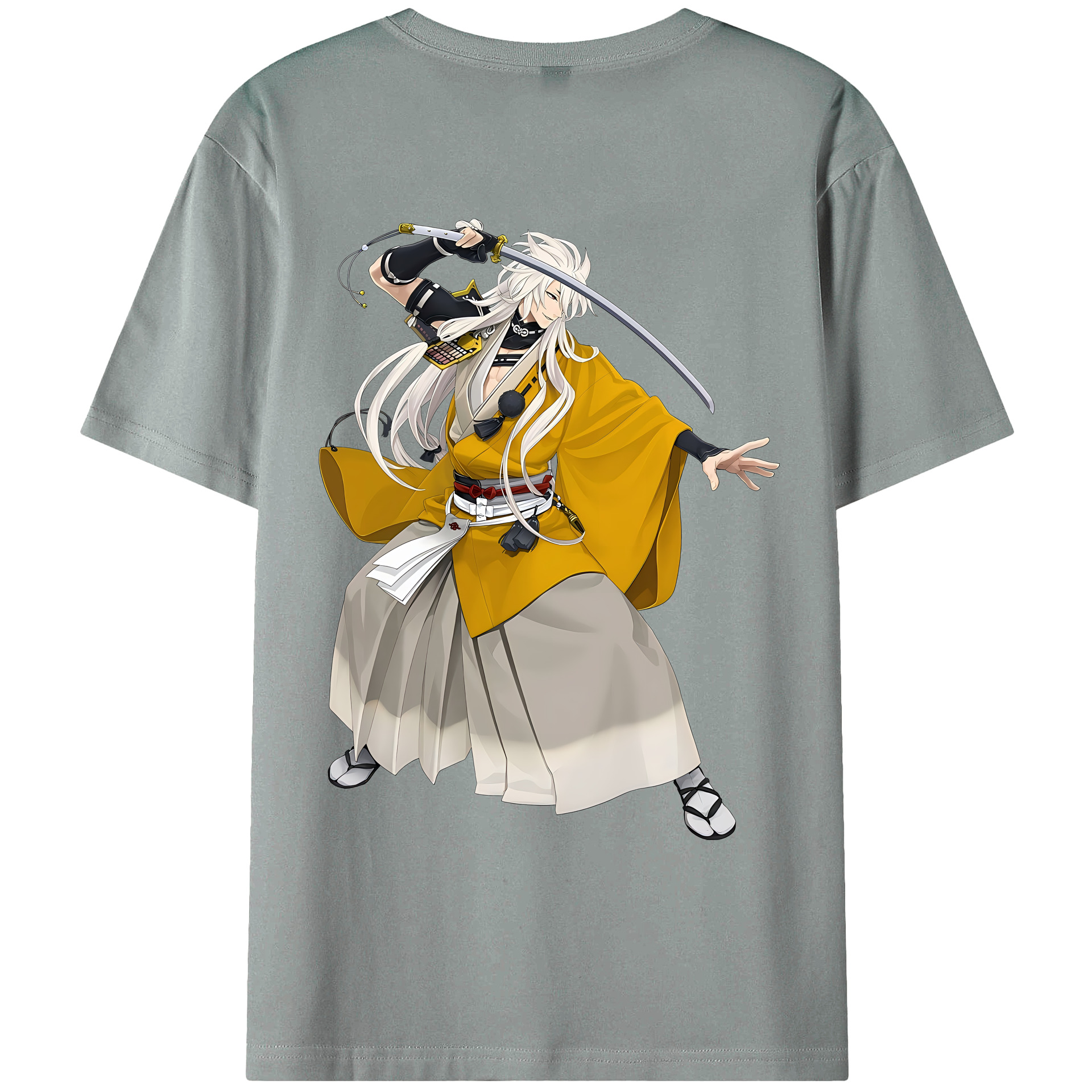 （画像用） 刀剣乱舞 Touken Ranbu 綿100％ メンズ半袖Tシャツ（バックプリント） 通気性